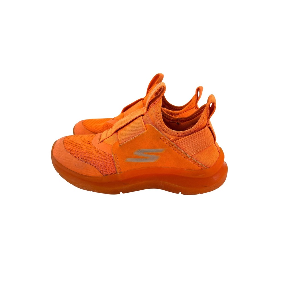 Skechers Kids Slip On Sneakers Orange Mesh Athletic Shoes Size 1 Boys